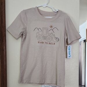 Carter's Beige T-Shirt with Tractor Design